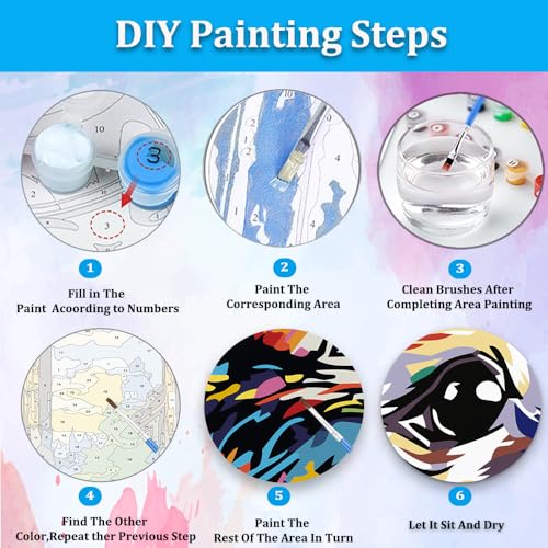 Artunion Framed Paint by Numbers Kit for Adults Beginners & Kids Ages 8-12,Colorful Otter Paint by Number with Frame,Animal Watercolor Paint by Numbers Kit on Canvas 10 * 10 Inch Without Easel - color: ZXT-390-F