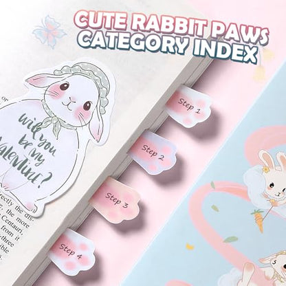 Hommie Cute Sticky Notes Set, Sticky Notes Set Planner Dividers, Easter Bunny Self-Stick Memo Pads with Animal Divider Tabs, Bundle Writing Designs for Office, School, Easter Party Supplies - color: Rabbit(blue Background)