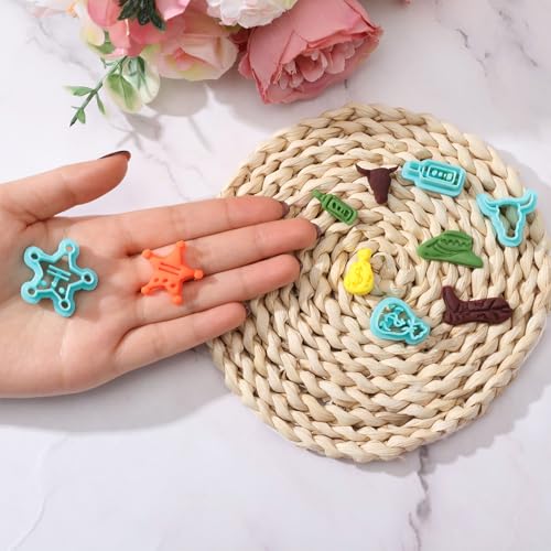 ORIGACH 12 Pcs Western Cowboy Clay Cutters Set | West Cowboy Polymer Clay Cutter for Earring Making Cowboy Hats Clothes Boots Revolvers Clay Cutters for Jewelry Making - style: Western Cowboy