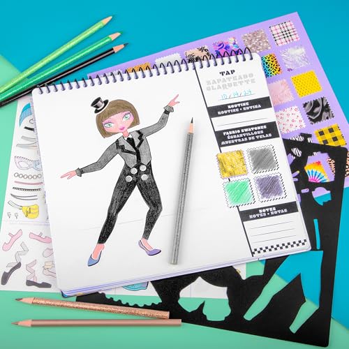 Fashion Angels I Just Wanna Dance Fashion Sketch Set | Create Dance-Themed Outfits with 35 Sketch Pages, 100+ Stickers & Stencils, Fun Craft Kit for Kids - color: I Just Wanna Dance