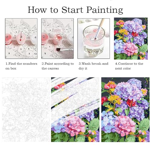 ZRIZQ Paint by Numbers Kit for Adults Beginners,Floral DIY Painting Set,Relaxing Creative Craft Activity,16x20 Inch-Flowers 17 - color: 16"X20"Rolled Canvas(Frameless)-Flowers 17