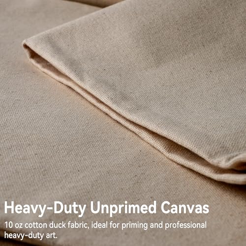 PHOENIX Unprimed Canvas Fabric by The Yard - 72 Inch x 6 Yard (18ft) 10 oz Heavy Duty Cotton Duck Cloth for Oil & Acrylic Painting, DIY Stretching and Professional Art Projects - size: 72" x 6 yard