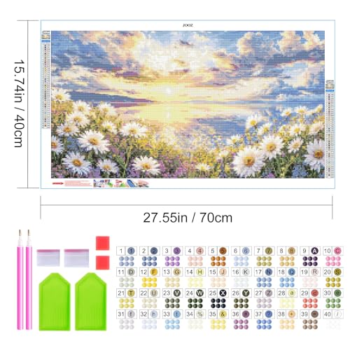 JOOZ Large Diamond Art Kits for Adults - 5D Sunset Landscape Diamond Painting Kits, DIY Round Full Drill Flowers Diamond Art Painting for Beginners, Gem Art Kits for Home Wall Decor 27.5x15.7 Inch - color: Sunset Landscape 265