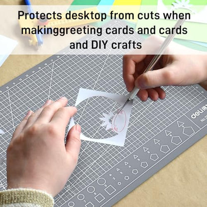 Self Healing Cutting Mat for 3D Printing Models, 12"×9" Double Sided 5-Ply Craft Cutting Board Precision Grid Angle Lines for Small Resin Parts Trimming, FDM Model Deburring - color: A4