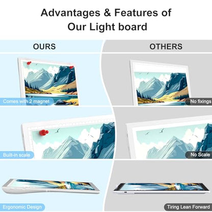 Golspark Light Board A4 Rechargeable LED Tracing Pad Dimmable Light Box | Tracing Light Board with Level 5 Brightness, White Light Board for Diamond Painting Weeding Vinyl