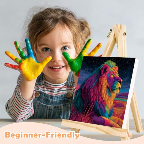 4 Pack Paint by Numbers Kit for Kids Easy Kid Paint by Number Kits Ages 8-12 Horse DIY Painting Kits for Kids Age 4-8 Beginner Paint by Number Canvas with Frame Children Color by Numbers Kit 8x8 Inch - color: Horse Paint by Numbers Kit for Kids