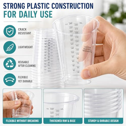 8oz Clear Plastic Measuring Cups, Graduated Mixing Cups, 50 Pack | Disposable & reusable, Graduated markings, 8oz capacity, Resin & paint mixing, Cooking & baking, 50 pack - color: 50 Pack