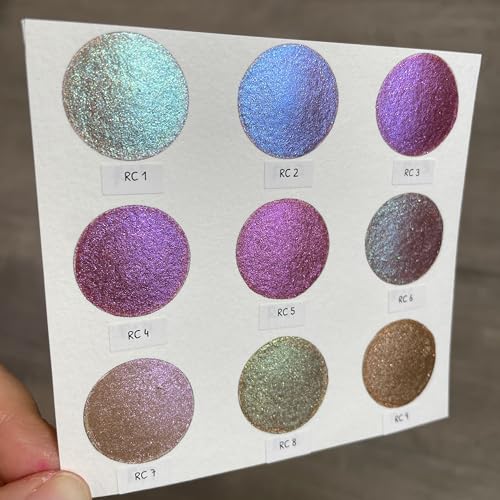 IUILE Handmade Watercolor Paints - RC Dot Card (9 colors). Color Shift, Metallic, Shiny, Shimmer - color: RC Dot