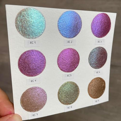 IUILE Handmade Watercolor Paints - RC Dot Card (9 colors). Color Shift, Metallic, Shiny, Shimmer - color: RC Dot