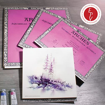 Arches Watercolor Paper Block, Hot Press, 7.9" x 7.9", 140 pound - size: 7.9"x7.9", style: Hot Press