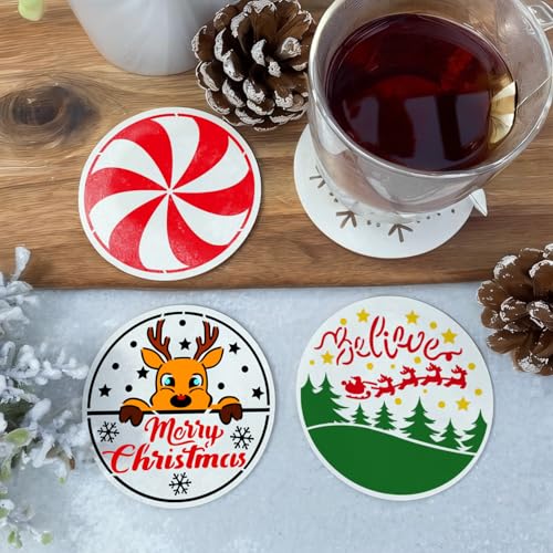 25 Pcs Christmas Stencils for Crafts Reusable 4 Inch Small Christmas Stencil for Painting on Wood Ornament Card Making Window (25 Christmas 4in) - style: 25 Christmas