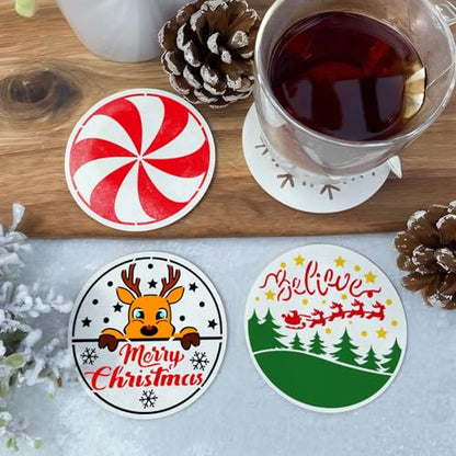 25 Pcs Christmas Stencils for Crafts Reusable 4 Inch Small Christmas Stencil for Painting on Wood Ornament Card Making Window (25 Christmas 4in) - style: 25 Christmas