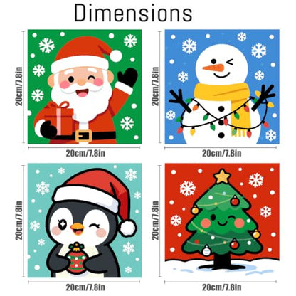 Mrnsiet 4 Pack Framed Paint by Numbers Kit for Kids, Christmas Paint by Numbers for Kids Ages 8-12, DIY Acrylic Oil Painting Drawing Kit for Children Beginner 8x8 Inch - color: DKMT0987+DKMT0988+DKMT0989+DKMT0990-US