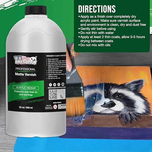 U.S. Art Supply 32 oz Acrylic Sealer, Matte Varnish for Acrylic Painting - size: 32-ounces