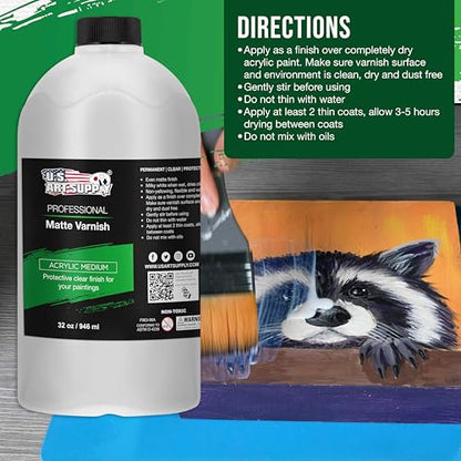 U.S. Art Supply 32 oz Acrylic Sealer, Matte Varnish for Acrylic Painting - size: 32-ounces