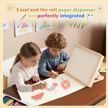 Tabletop Easels for Kids Painting with Paper Roll Dispenser