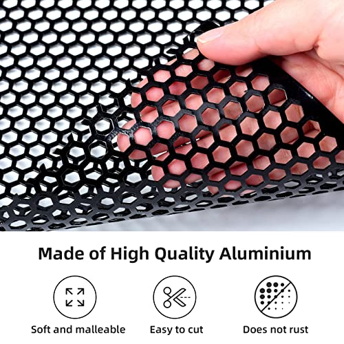 AggAuto Universal 40"x13" Car Grill Mesh Honeycomb 6mm Spacing 2mm Black | Aluminum Alloy Automotive Grille Insert Bumper, One of the Most Multifunctional Shape Grids 100x33cm - size: 6x2mm Honeycomb - Black