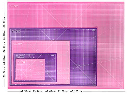 Elan Cutting Mat A3 Pink & Purple, 5-Ply Self Healing Cutting Mat 44 x 30 CM, Recycled PVC Craft Board for Sewing, Hobby Board for Crafts 44x30 CM - style: 44 x 30 CM