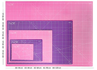 Elan Cutting Mat A3 Pink & Purple, 5-Ply Self Healing Cutting Mat 44 x 30 CM, Recycled PVC Craft Board for Sewing, Hobby Board for Crafts 44x30 CM - style: 44 x 30 CM