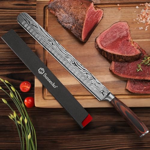 12 Inch Carving Knife,Brisket Knife for Roasts and Turkey | Ultra Sharp-High Carbon German Stainless Steel BBQ Slicing Knife with Gift Box - color: 12 inch Carving Knife