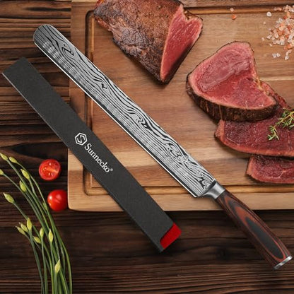 12 Inch Carving Knife,Brisket Knife for Roasts and Turkey | Ultra Sharp-High Carbon German Stainless Steel BBQ Slicing Knife with Gift Box - color: 12 inch Carving Knife