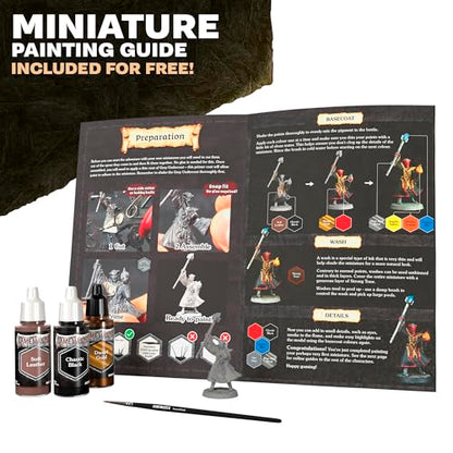 The Army Painter, GameMaster Adventure Starter Set, 15 x 18 ml | 15 x 18ml Warpaints Fanatic Acrylic paints, incl. a Brush-On Primer, 5 FREE Miniatures & 1 Brush - For Warhammer & Dnd - color: Adventure Starter Paint Set