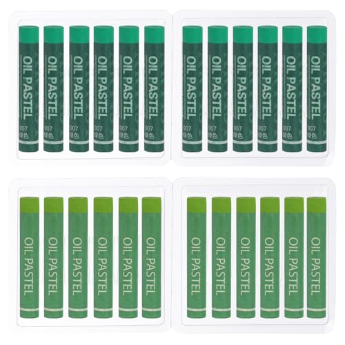 PATIKIL Grass Green, Turquoise Oil Pastels, 24Pcs Soft Oil Crayons Creamy Pastels Stick Art Supplies for Art Painting Drawing Blending Graffiti for Artists Beginners - color: Grass Green/Turquoise