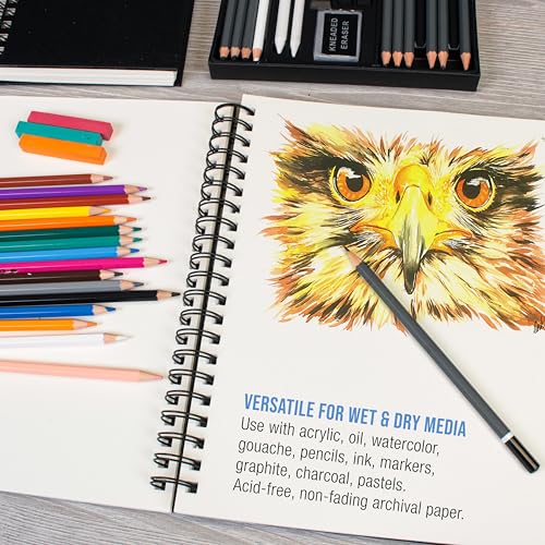 U.S. Art Supply 9"x12" Mixed Media Sketchbook, 2 Pack (60 Sheets) - size: 9-x-12-inch