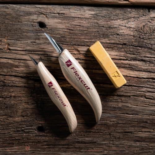 Flexcut Whittler’s Knife Kit (KN300) 2-Piece Set with KN13 & KN27 High-Carbon Steel Blades, Ergonomic Ash Wood Handles, Gold Polishing Compound, 5.2 oz, Made in USA - style: Whittler's Kit