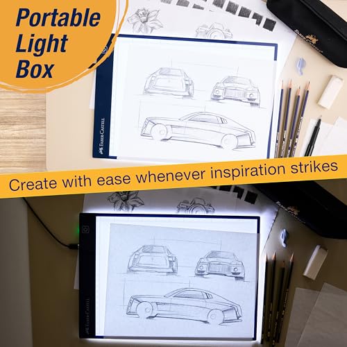 Faber-Castell LED Light Tracing Board: Adjustable Light Up Drawing Board, LED Drawing Pad, Tracing Light Box, Back to School Art Supplies for Artists, Hobbyists & Adults