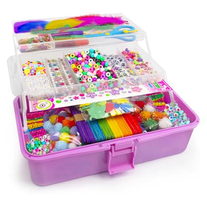 Itopstar 3000 Kids Arts and Crafts Supplies for Kids Crafting Supply in 3 Layered Plastic Art Box All in One Ages 8 9 10 11 & 12 Year Old Girls & Boys Crafting Supply Set - color: Light Purple 3000pcs