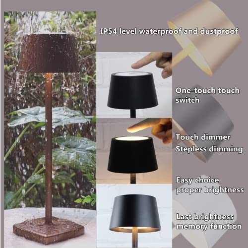 Rechargeable led Cordless Desk lamp, Aluminum, Dimmable, Suitable for Indoor and Outdoor Lighting (Black)