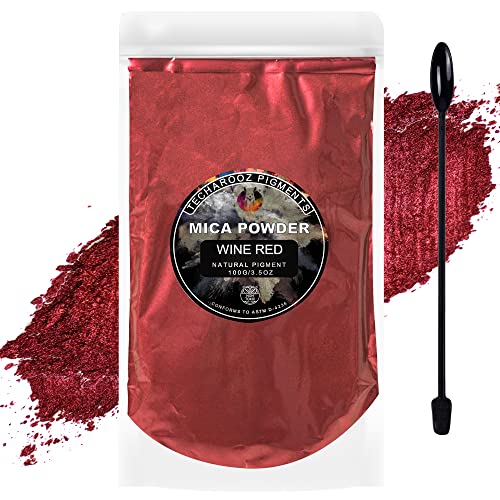 Wine Red Mica Powder for Epoxy Resin 100g / 3.5oz. Sealed Bag- TECHAROOZ 2 Tone Resin Dye Color Pigment Powder for Lip Gloss, Nails, Bath Bombs Soap Making & Much More - color: Wine Red