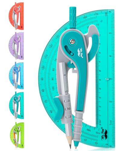 Mr. Pen- Geometry Compass and Protractor Set, 6 Inch Compass - color: Green, size: 1 Set