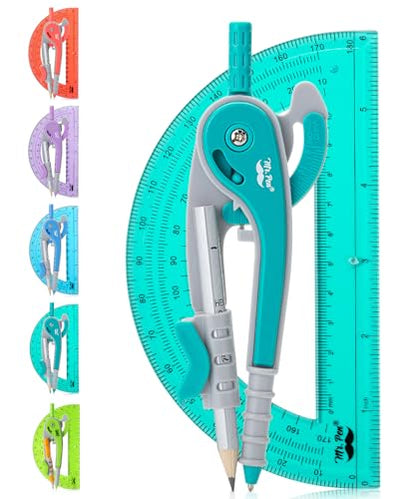 Mr. Pen- Geometry Compass and Protractor Set, 6 Inch Compass - color: Green, size: 1 Set
