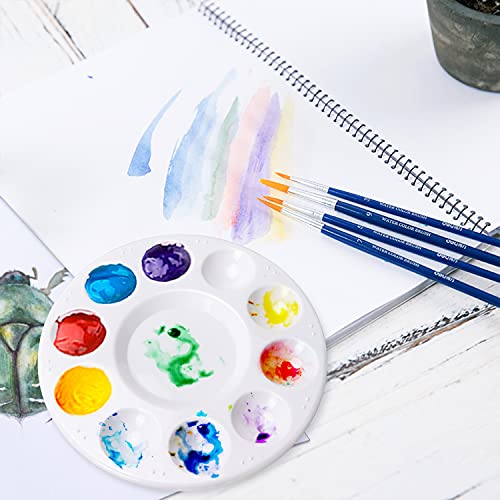 Hutou 6 Pack Paint Tray Palettes, Round, White | Plastic Paint Pallet for Kids Art Painting Palette for Painting or DIY Craft Class - color: 6 Pack
