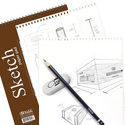 BAZIC Products Spiral Sketch Pad, Top Bound, 9 x 12 in, 30 Sheets, 2-Pack - color: 30 Sheets - 9"x12", size: 2-Pack