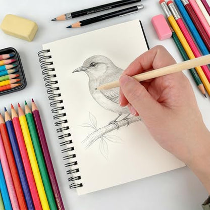 DSTELIN 2 Pack Spiral Bound Sketchbooks (100 GSM Sketch Paper), 50 Sheets per Pack, 7.5" x 5.1" Sketchbook with Black Hard Cover for Painting, Drawing and Sketching