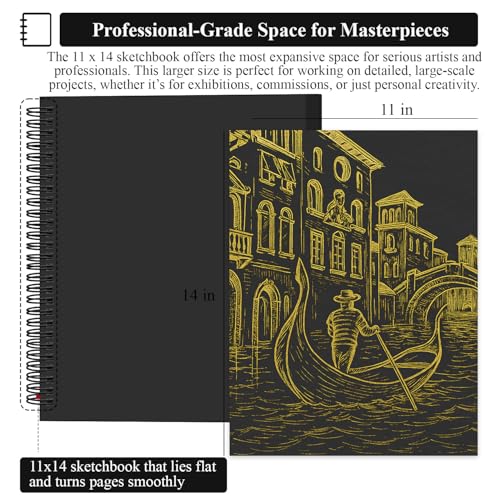 SuFly Black Paper Drawing Pad, 60 Sheets Large Sketch Book 11x14, Spiral Bound - Hardcover,90lb/150gsm Black Paper Notebook for Gel Pens. - color: Black, size: 11-x-14-inch:1 Pack