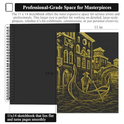 SuFly Black Paper Drawing Pad, 60 Sheets Large Sketch Book 11x14, Spiral Bound - Hardcover,90lb/150gsm Black Paper Notebook for Gel Pens. - color: Black, size: 11-x-14-inch:1 Pack