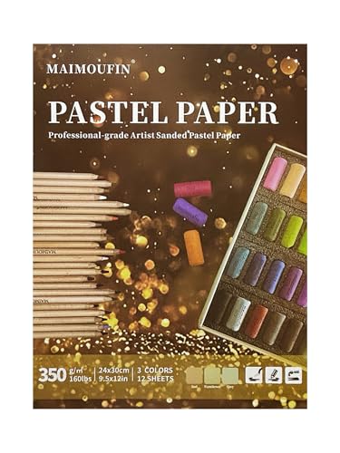 Soft Pastel Pencils 24 Colors Grey Tone&12-Sheet 3-Color Pastel Sandpaper Pad