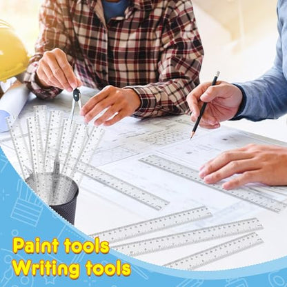 32 Pack Clear Plastic Ruler 12 Inch, Rulers Bulk for Classroom School | Transparent Ruler with Centimeters and Inches, Durable Metric Ruler, Back to School Office Home Supplies for Kids