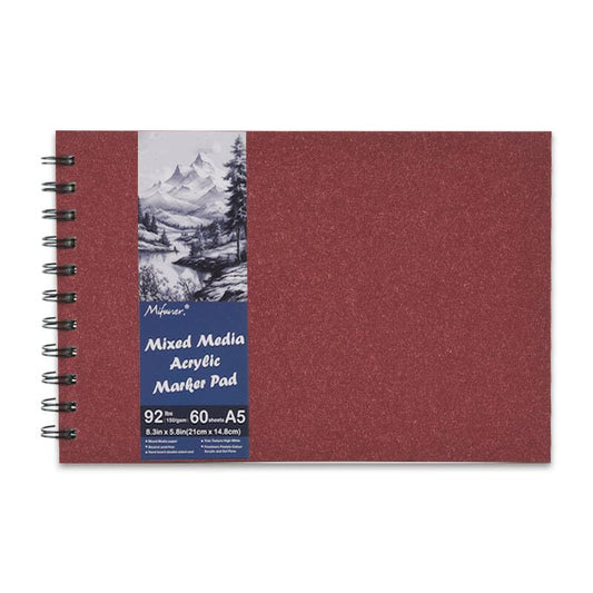 5.8" x 8.3" Mixed Media Sketch Book,Spiral Bound Hardcover Sketchbook,60 Sheets 92lb/150gsm Neutral White Acid Free Paper,Art Journal Sketchbook for Drawing Writing Sketching Illustration,Wine Red - color: Bright White-Wine Red