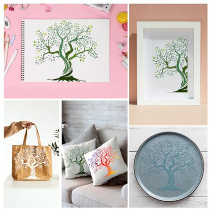 Tree of Life Stencil, Reusable Painting Template, DIY Home Decor | 11.8" x 11.8" Plastic Craft Stencil, Tree Wall Stencil, DIY Home Decor Template for Wood Wall Floor Fabric Glass Furniture - style: Tree of Life A