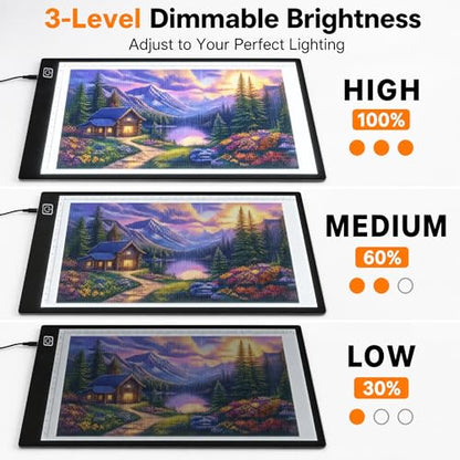 A2 Extra Large Tracing LED Light Pad for Diamond Art, Sketching, Painting - Adjustable Brightness, Sketching, Tracing - USB Powered DIY Diamond Art Light Box - No mesh No dot - size: A2 Premium