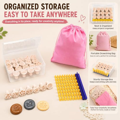 Pottery Stamps for Clay, 30 Pcs Polymer Clay Molds Set with 72 Character Letter Stamps, Floral Leaf Animal Stamp for Pottery, Ceramic, Cookie & Jewelry Making, Storage Box & Drawstring Bag - style: Classic