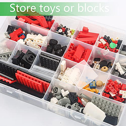 Gbivbe Large 24 Grids Plastic Organizer Box Adjustable Dividers,Clear Storage Box for Jewelry, Art DIY Crafts, Washi Tapes, Beads and Small Parts - color: Clear-1