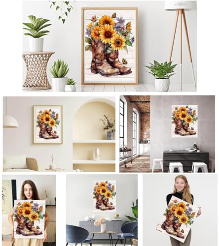 A8MENX0 Butterfly Flower Diamond Painting Kits for Adults, Home Wall Decor | 5D Diamond Art Kits for Adults Beginners, DIY Full Drill Round Paint by Diamonds Dot Art Paintings,11.8X15.8 inch - color: Brown Boot