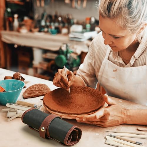UUSYCUN 36PCS Pottery & Clay Sculpting Tools, Ceramics Polymer Tools Set, Clay Modeling Tools with Case for Air Dry Clay, Carving, Molding, Pottery Wheel, Crafting Supplies, Pros, Beginners, Adults - color: Wood-36PCS