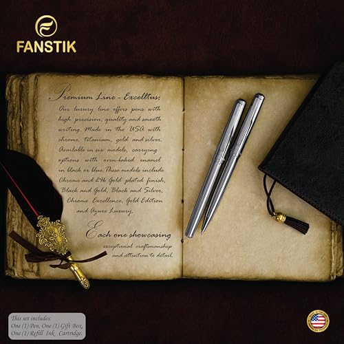 FANSTIK Customized Silver Luxury ballpoint pen, fancy gift set for women, Chrome Finish, Professional executive pen gift set for men (Lux Custom-BallPoint Silver) - color: B Cust-BallPoint Silver